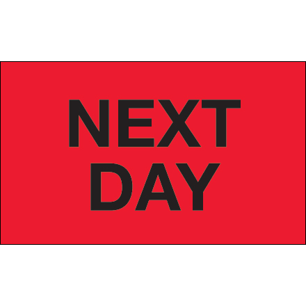 3 x 5" - "Next Day" (Fluorescent Red) Labels